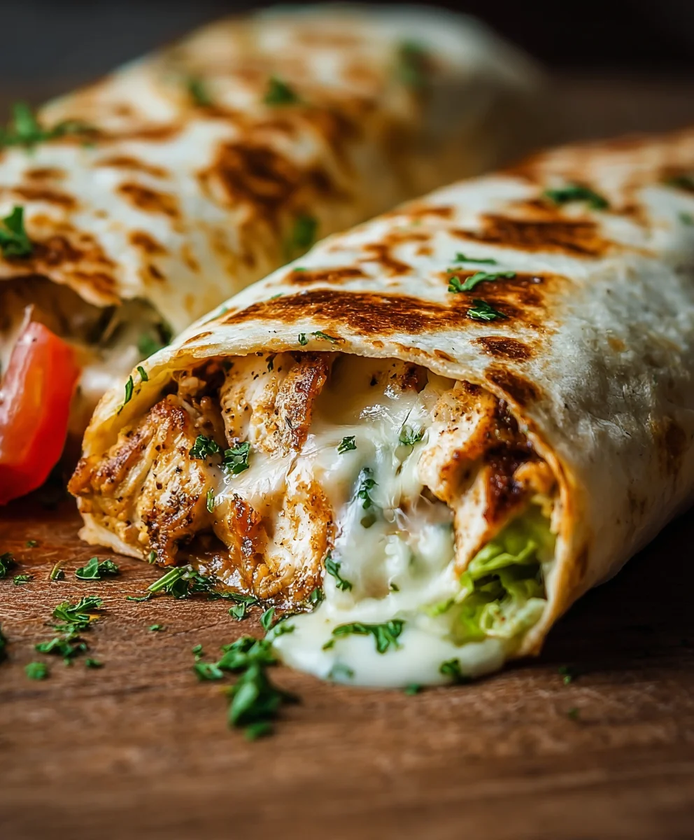 Irresistible Cheesy Garlic Chicken Wraps Recipe