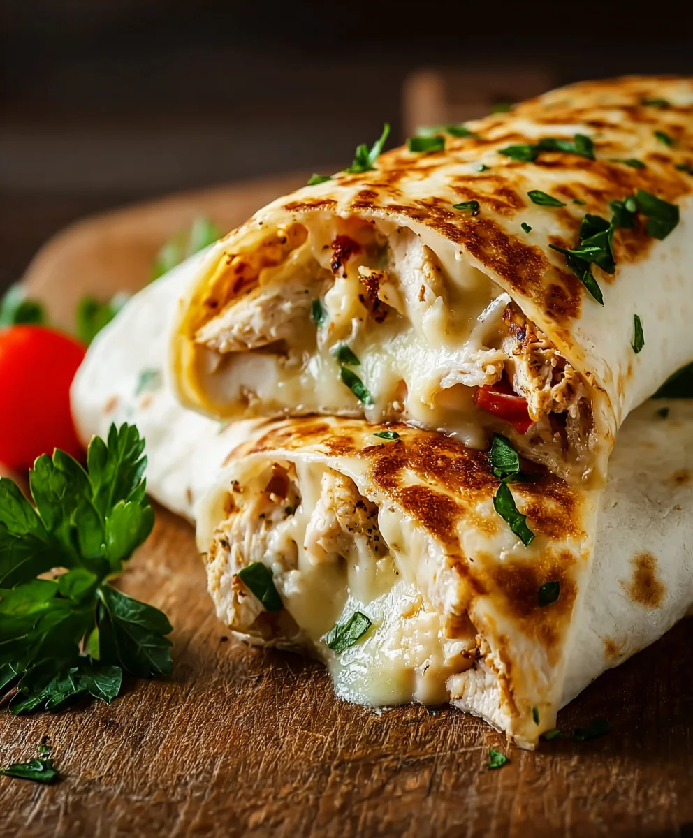 Irresistible Cheesy Garlic Chicken Wraps Recipe