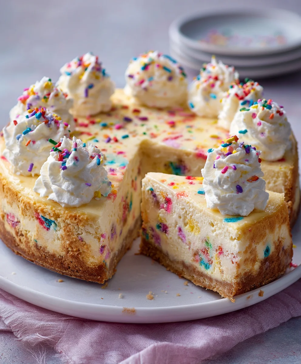 Creamy Funfetti Cookie Topped Cheesecake Delight Recipe