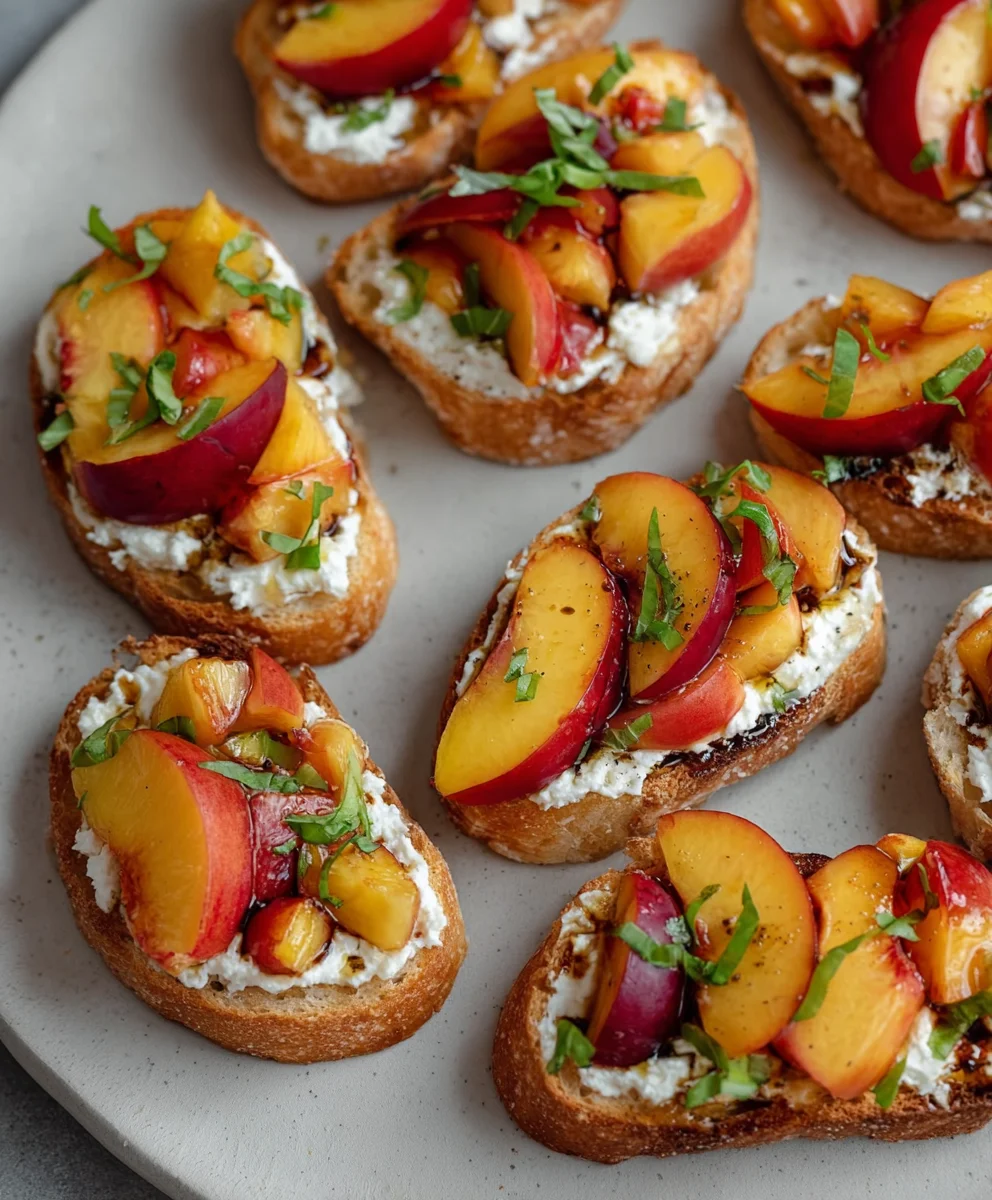 Quick Peach Bruschetta: Easy Summer Treat with Whipped Ricotta