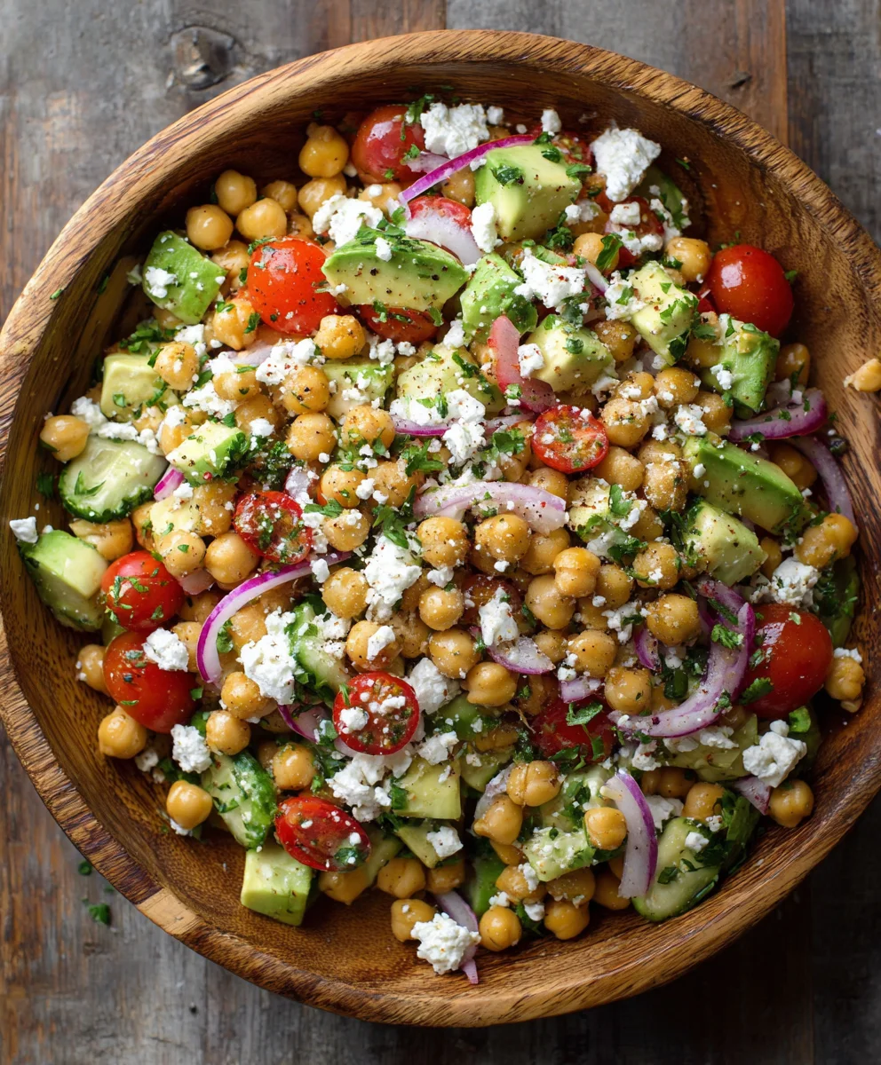 Flavorful Chickpea Feta Avocado Salad – Healthy & Simple