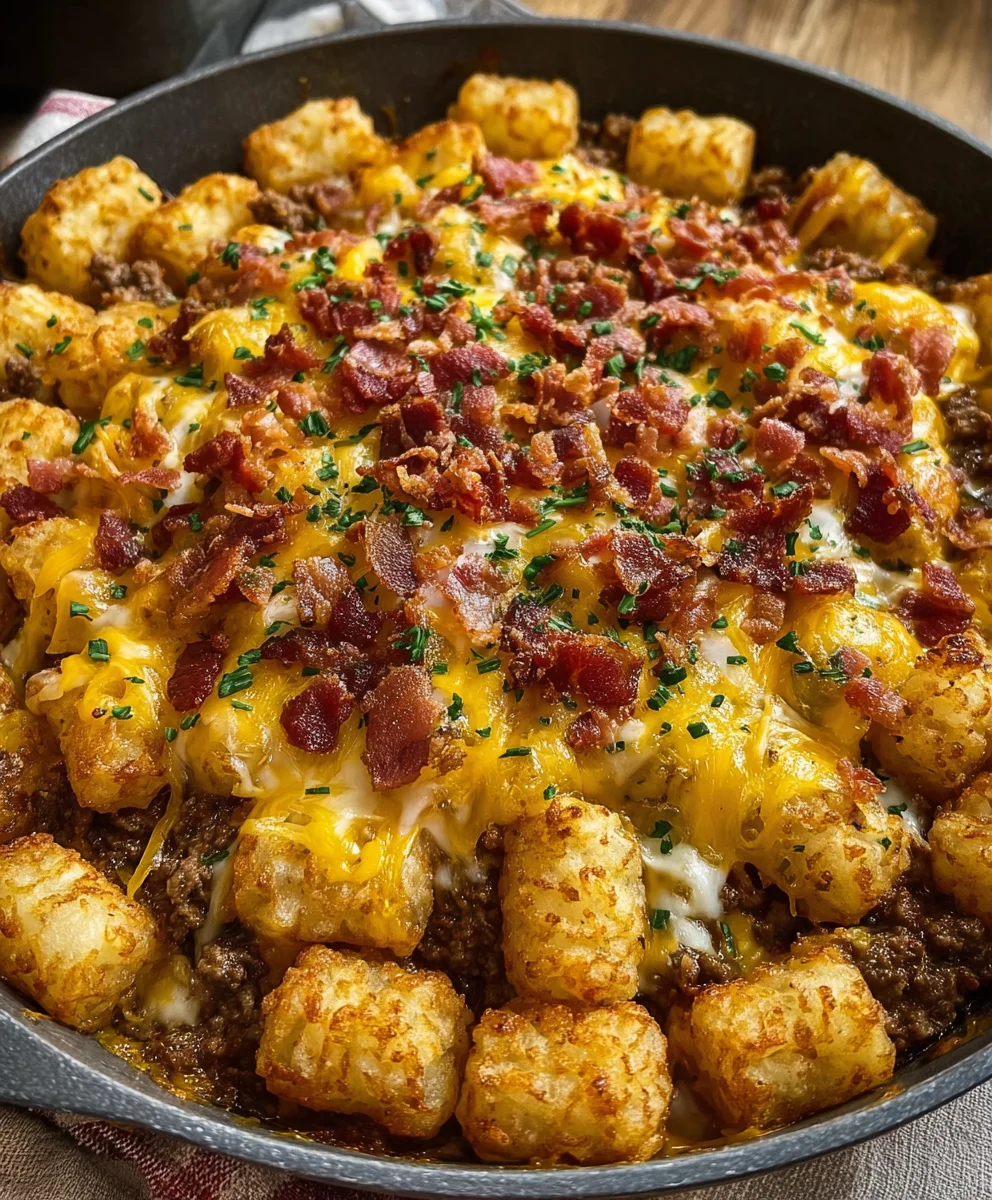 Ultimate Beef Bacon Cheeseburger Tater Tot Casserole