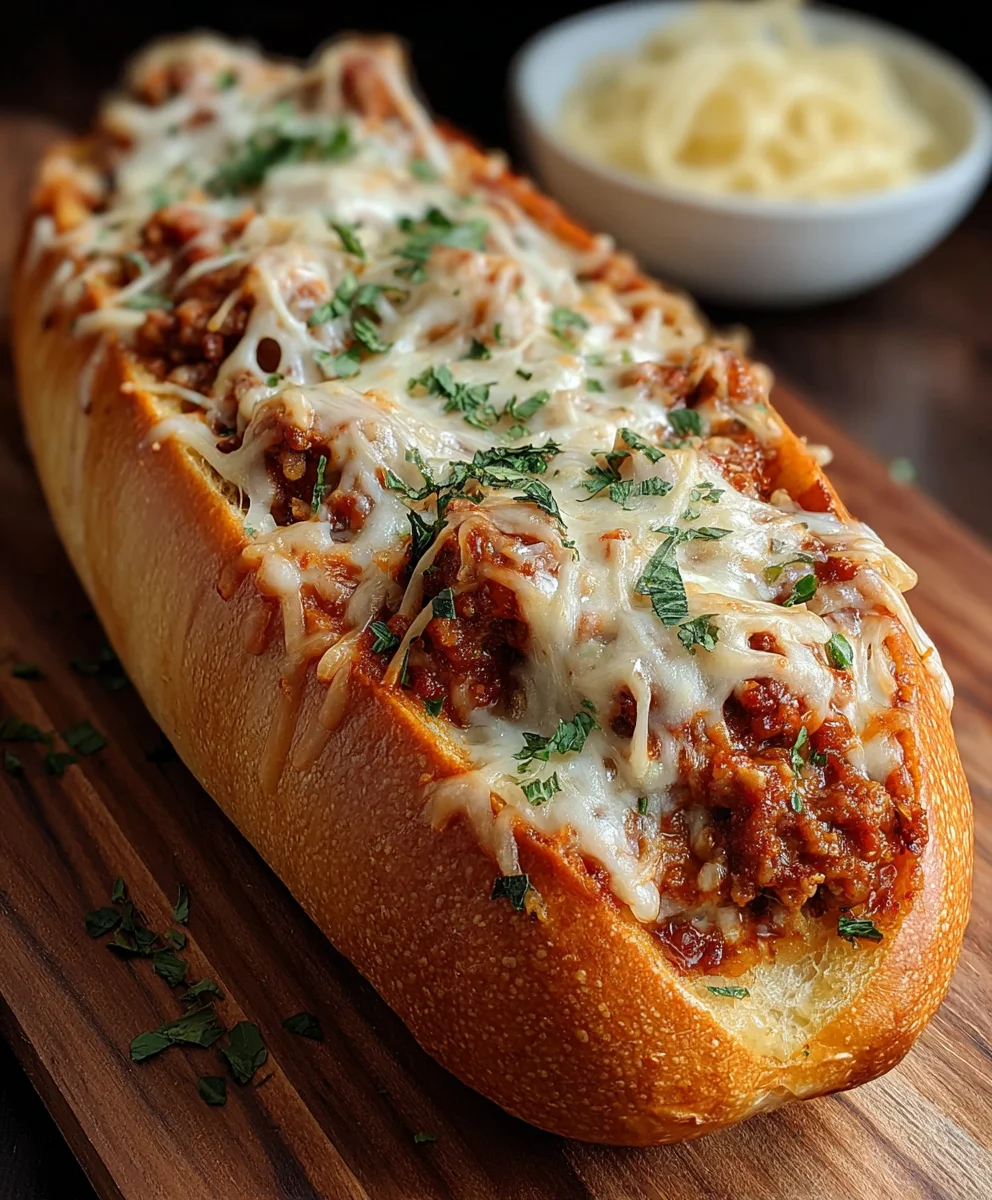 Stuffed Italian Bread Boat: Cheesy Beef & Veggie Feast!
