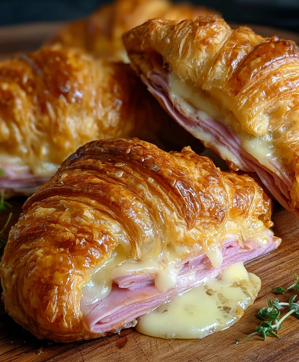 Delicious Air Fryer Beef Ham & Cheese Croissants!