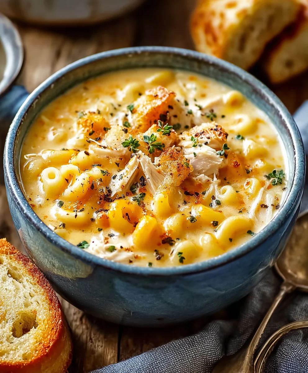Creamy Chicken Macaroni Cheese Soup Recipe – So Satisfying