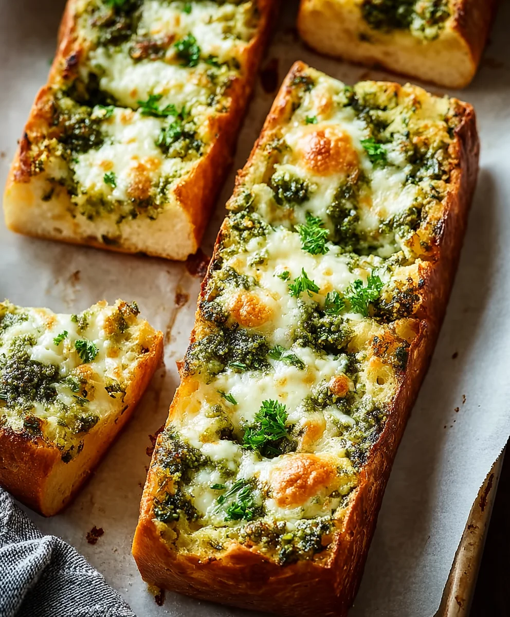 Cheesy Pesto Garlic Bread Recipe - Easy & Delicious!