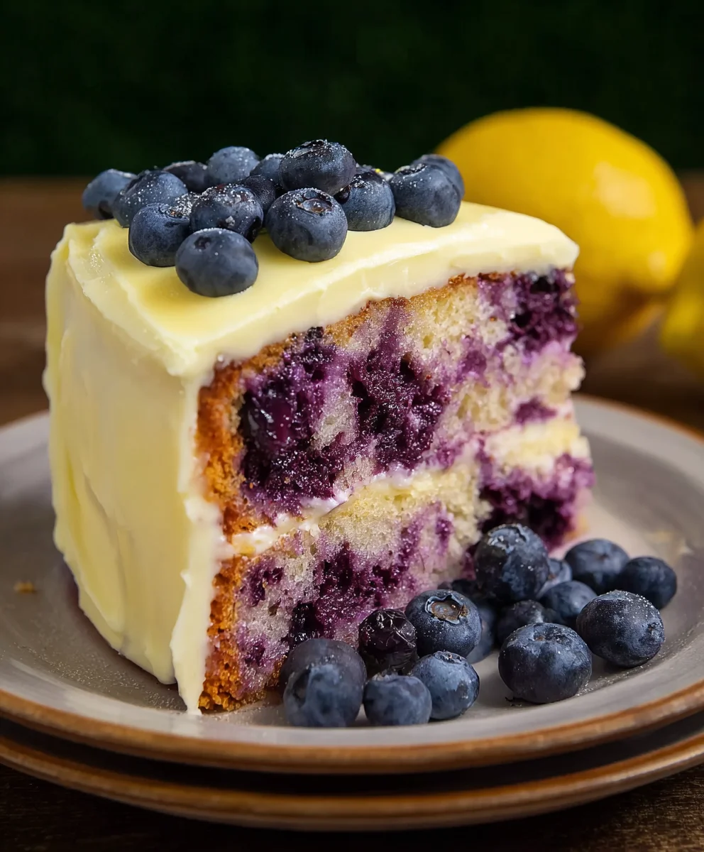 Blueberry Cake with Tangy Lemon Cream Cheese Frosting