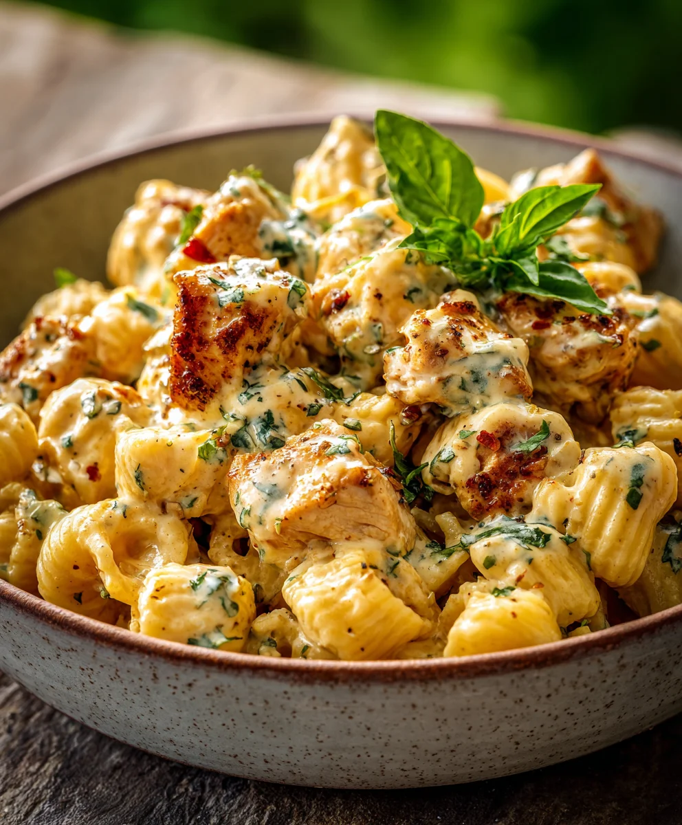 Easy Garlic Butter Chicken Bites w/ Creamy Parmesan Pasta