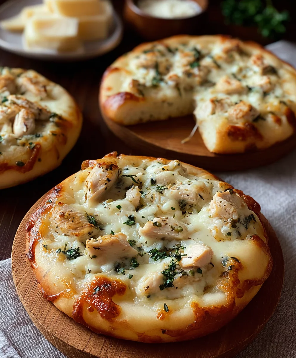 Mini Chicken Alfredo Pizzas