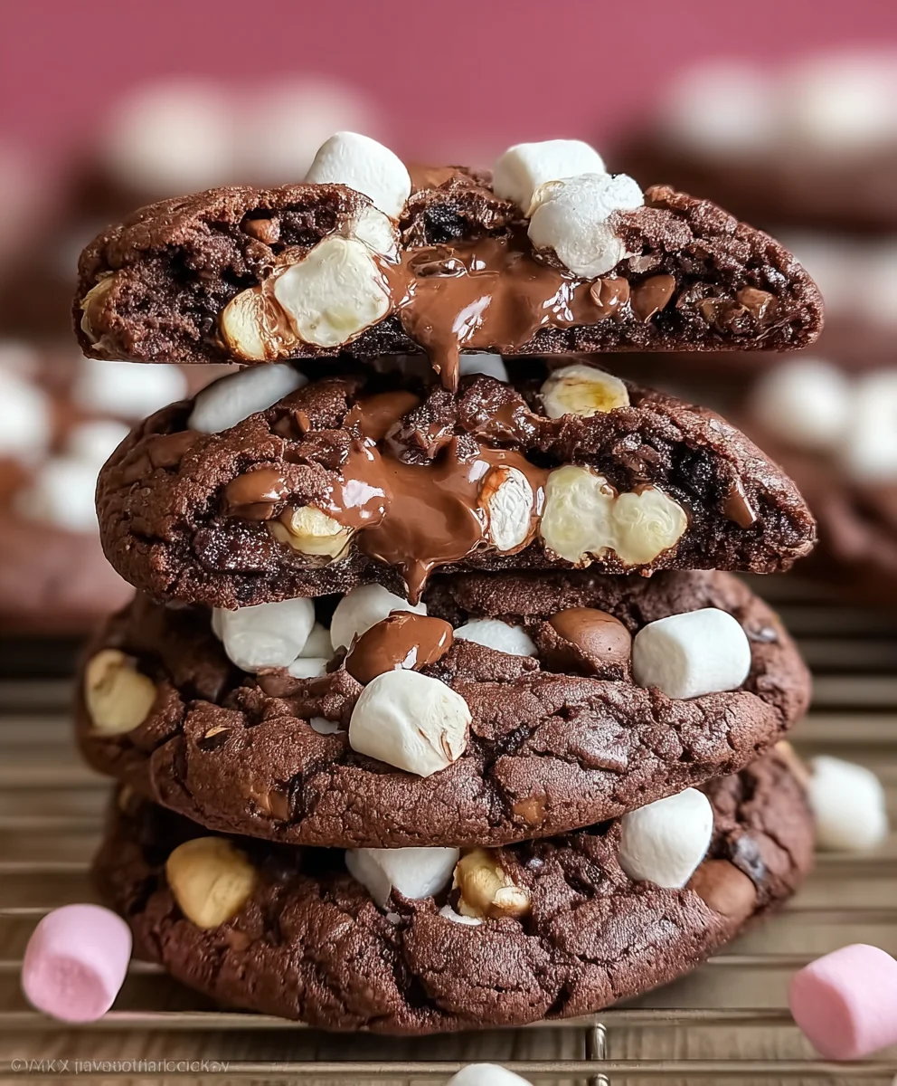 Decadent Rocky Road Cookies, Stuffed with Marshmallow