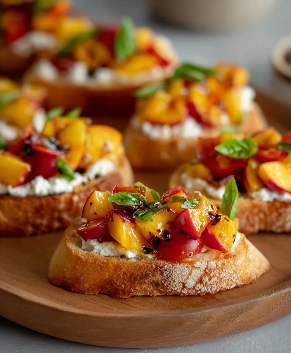 Quick Peach Bruschetta: Easy Summer Treat with Whipped Ricotta