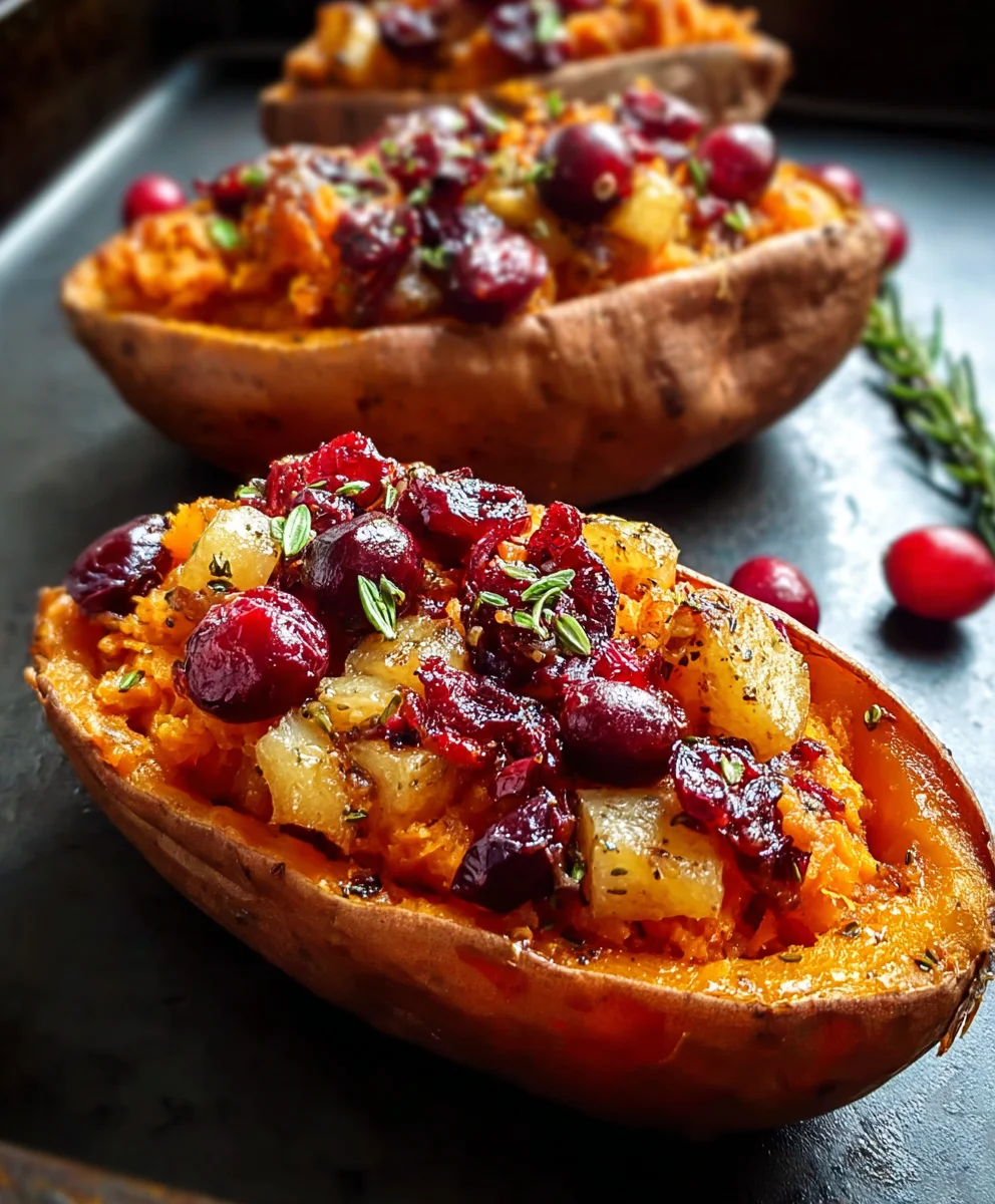 Amazing Cranberry Apple Twice Baked Sweet Potatoes Recipe