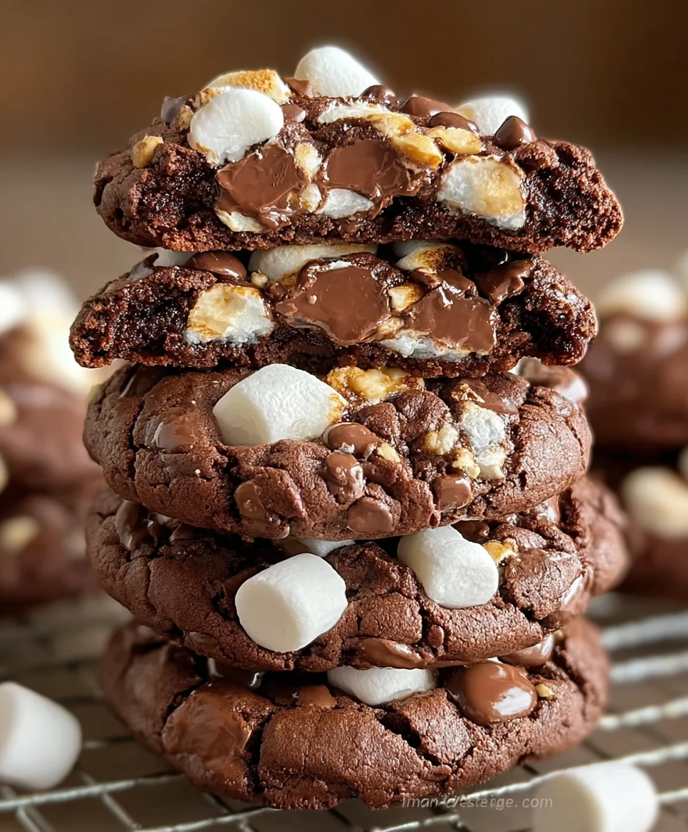 Decadent Rocky Road Cookies, Stuffed with Marshmallow