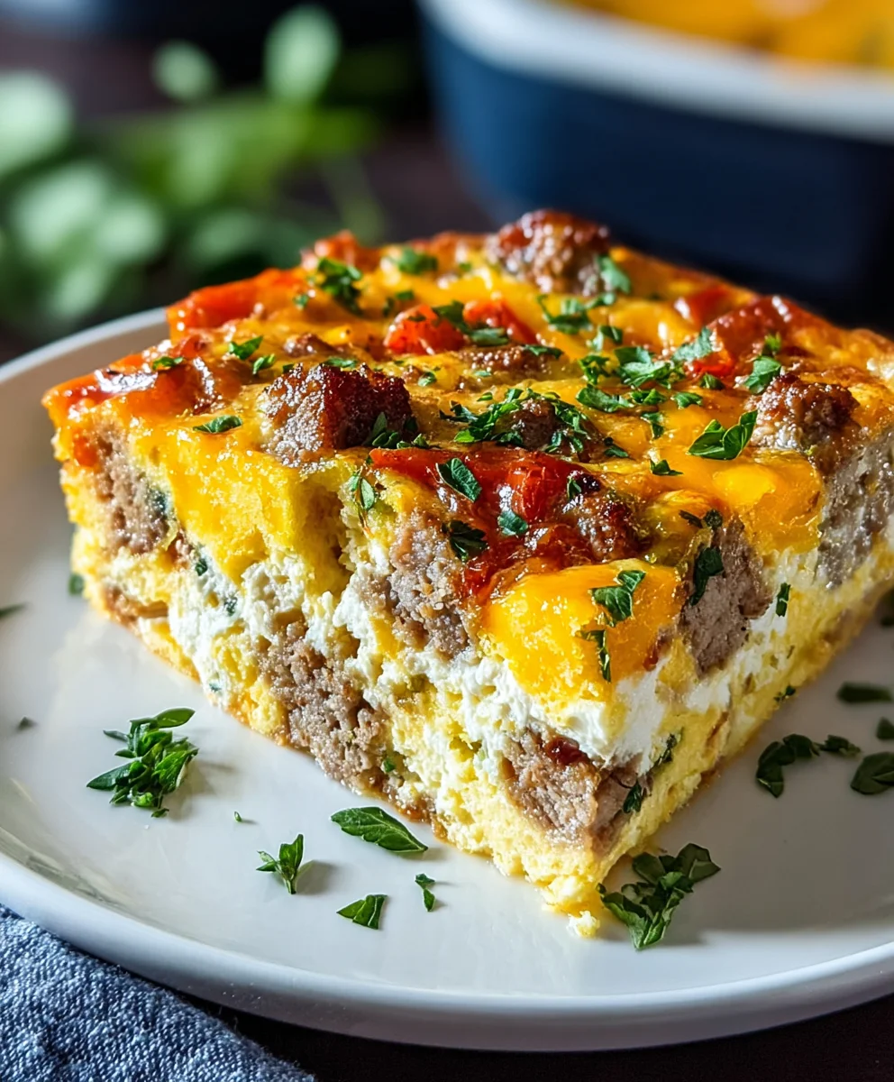High Protein Cottage Cheese Turkey Sausage Casserole