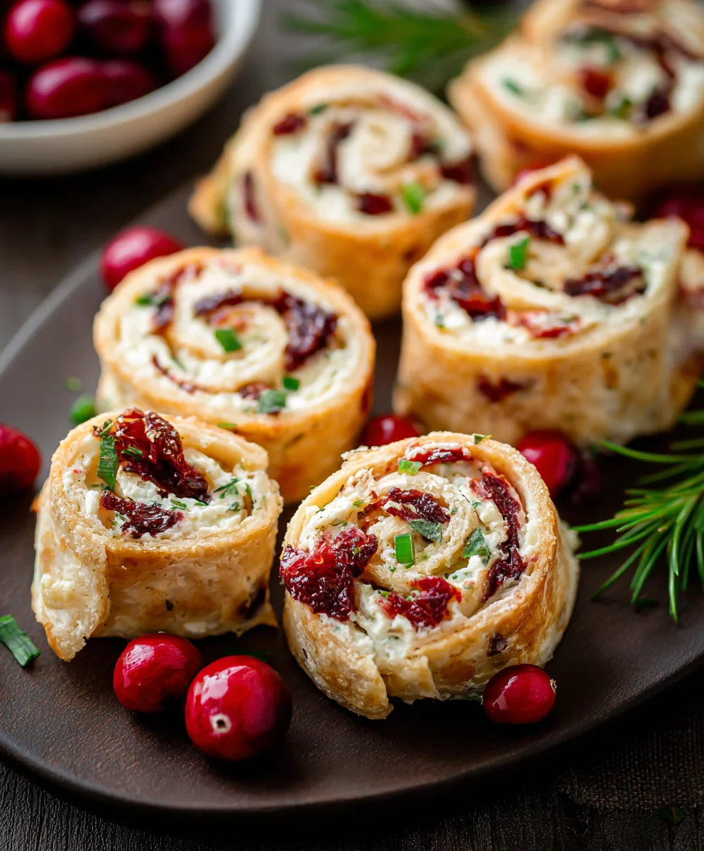 Christmas Savory Cranberry Roll Ups – Easy Holiday Bites