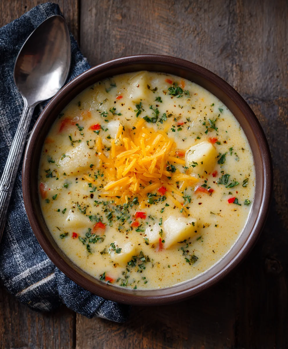 Ultimate Hearty Cheddar Garlic Herb Potato Soup Recipe
