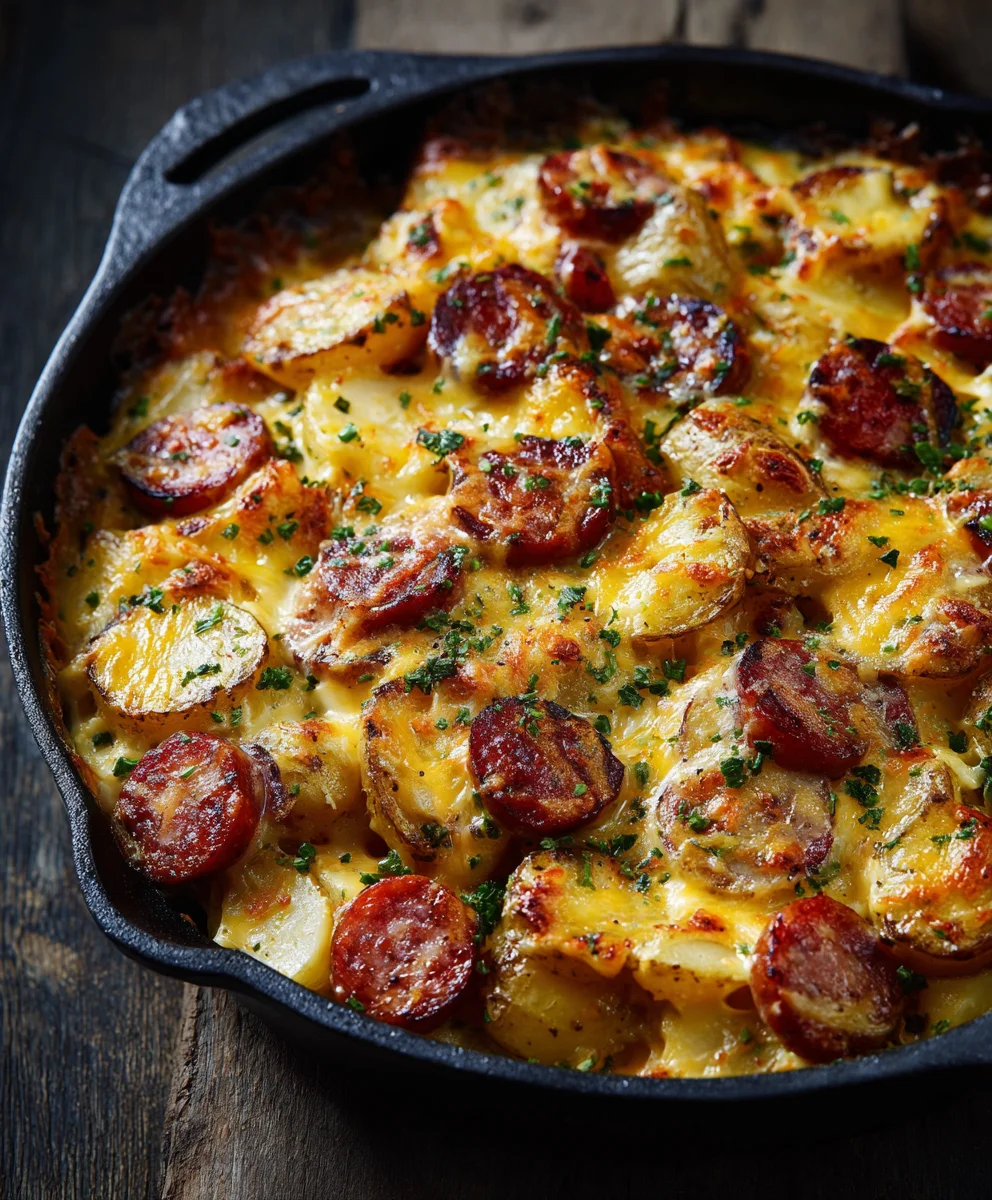 Delicious Cheesy Ranch Potatoes & Smoked Sausage Recipe