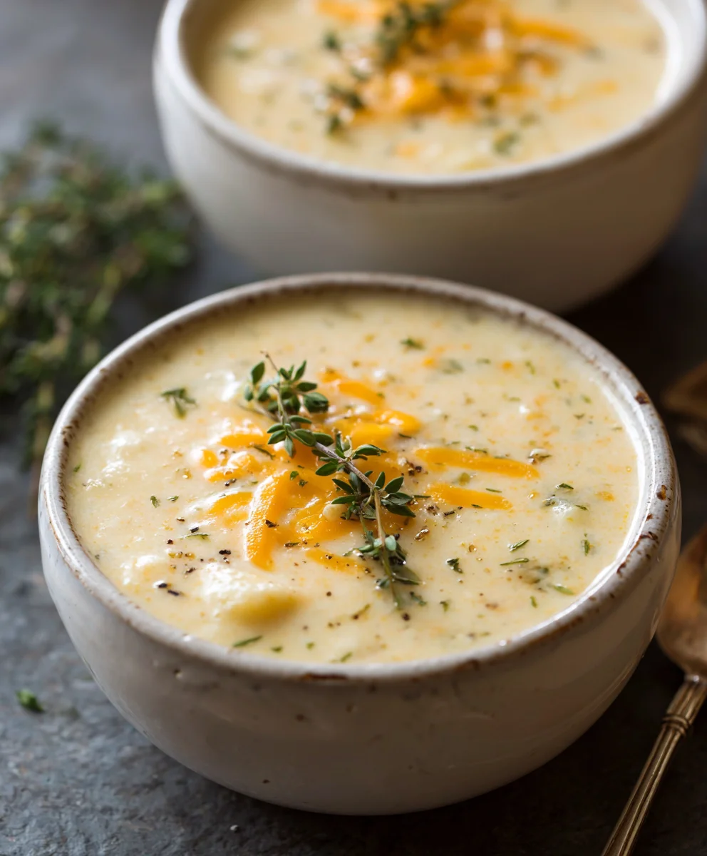 Hearty & Creamy Cheddar Garlic Herb Potato Soup Recipe