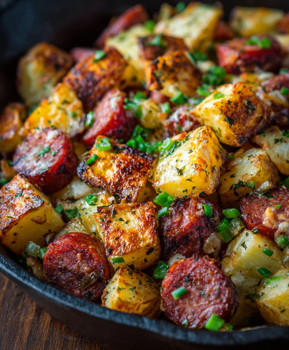 Delicious Cheesy Ranch Potatoes & Smoked Sausage Recipe