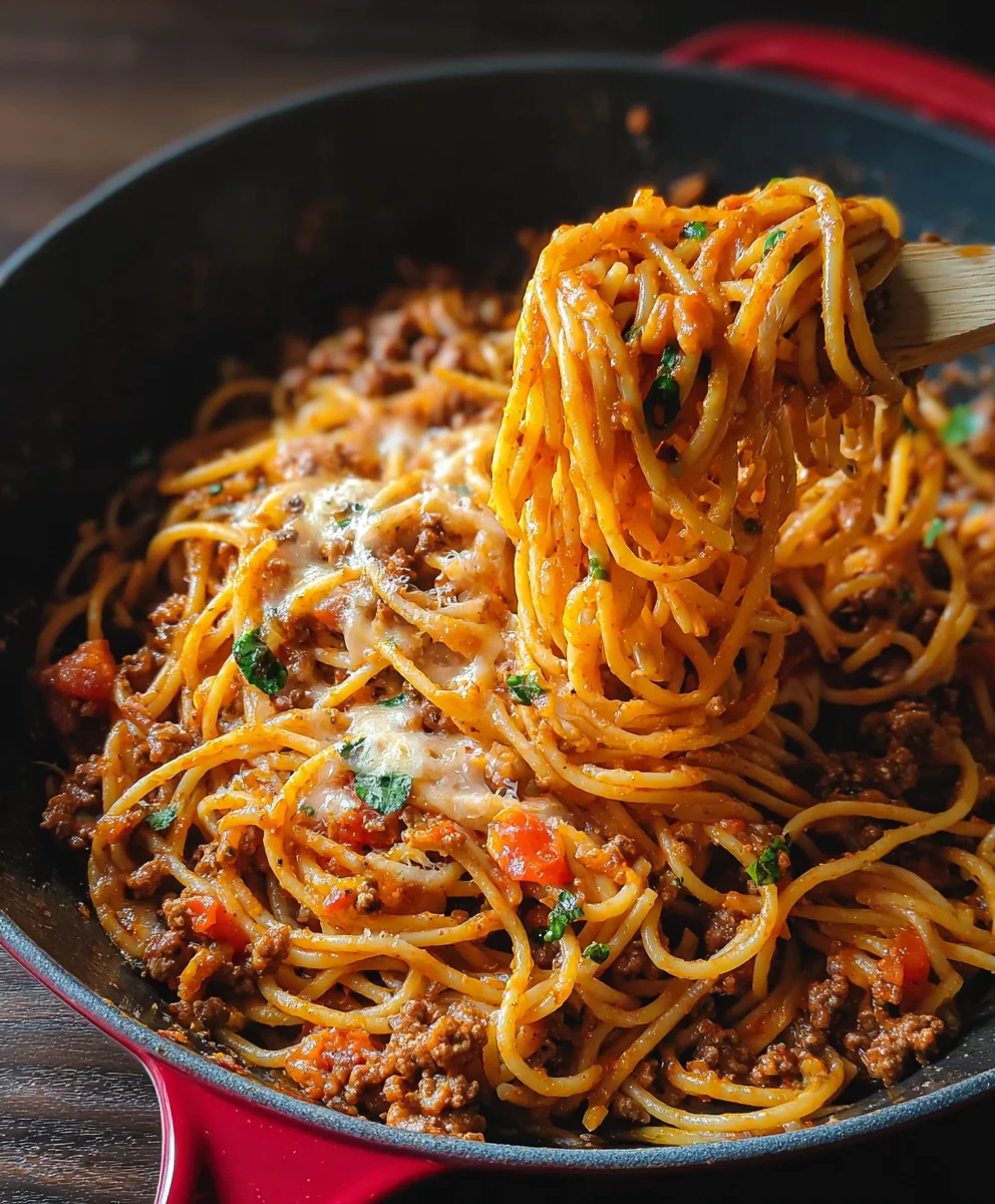 One Pot Beef Taco Spaghetti Recipe - Easy Weeknight Meal!