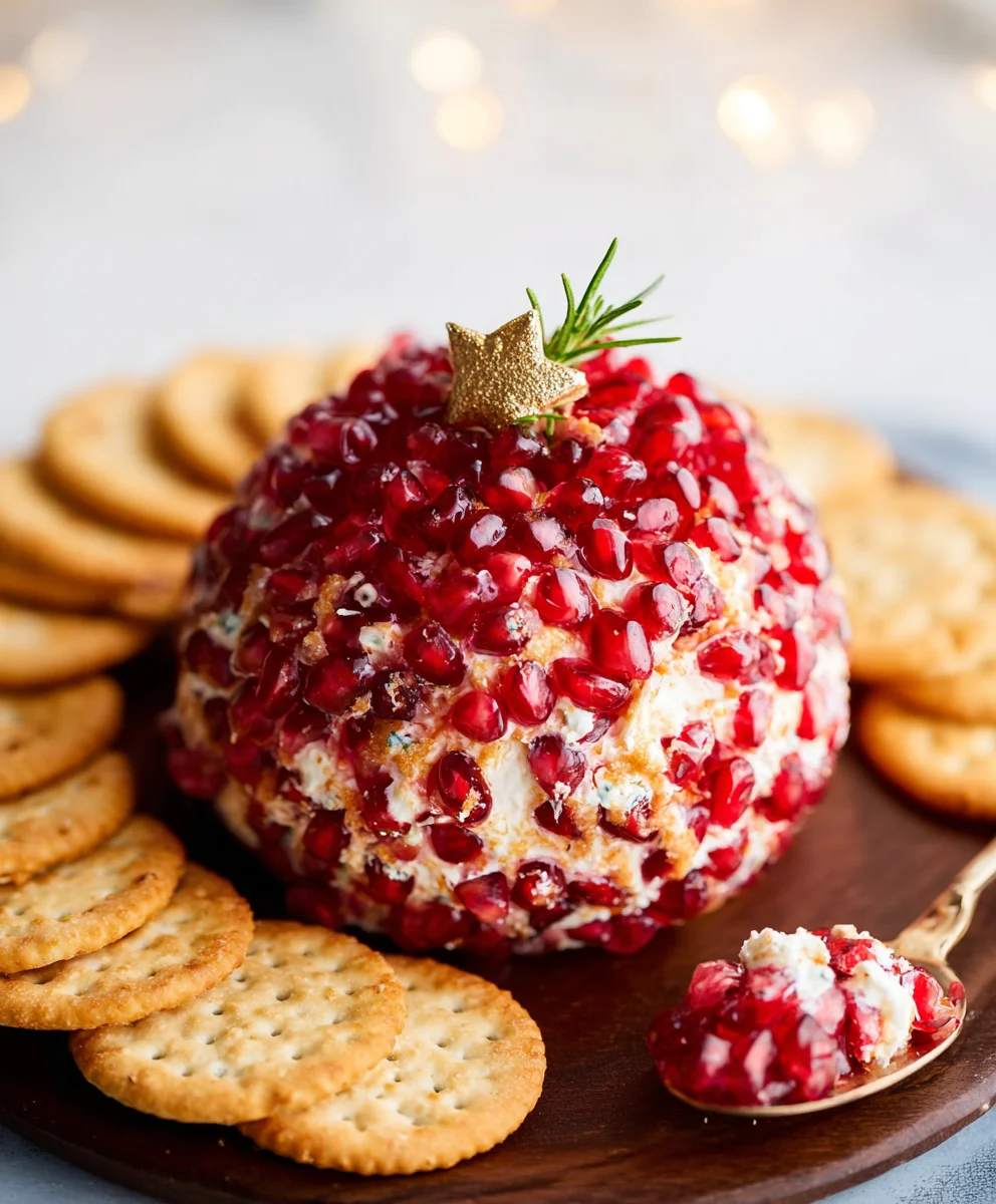Festive Pomegranate Christmas Cheese Ball Recipe