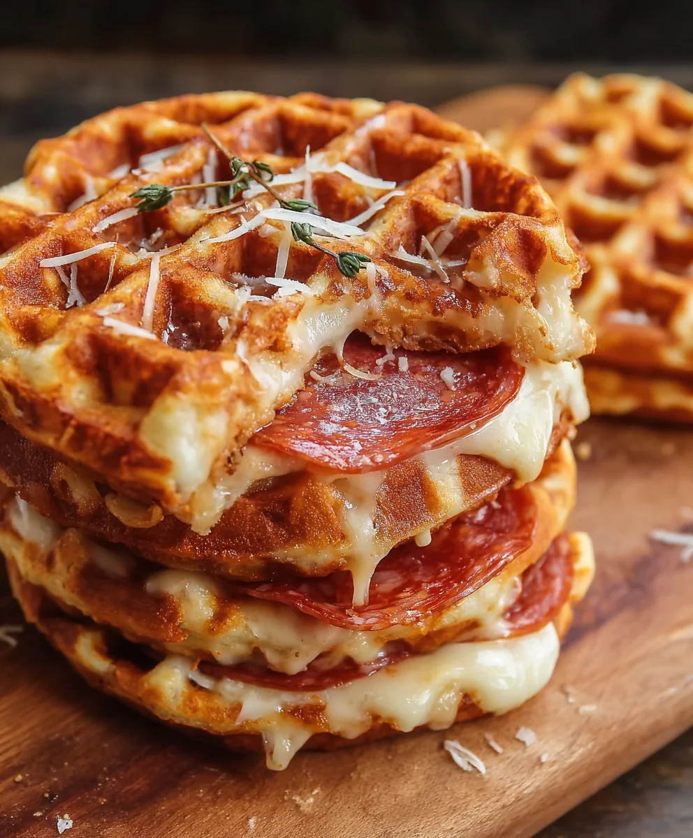 Pizza Stuffed Waffles - Delicious Beef & Cheese Treat