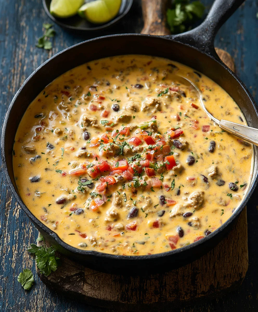 Easy Cowboy Queso Dip- Beefy & Delicious