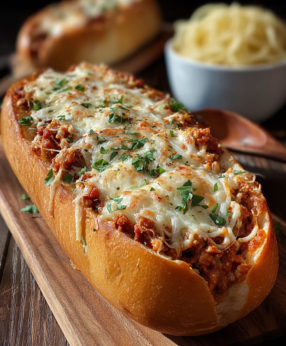 Easy Stuffed Italian Bread Boat-Beef & Veggies