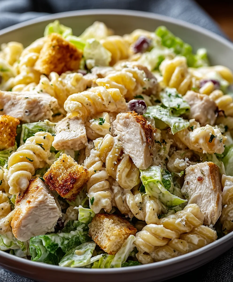 Easy Chicken Caesar Pasta Salad Recipe