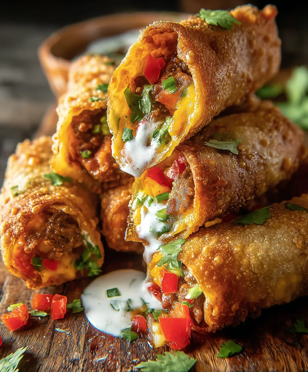 Nacho Egg Rolls- Delicious Beef Fiesta Wraps