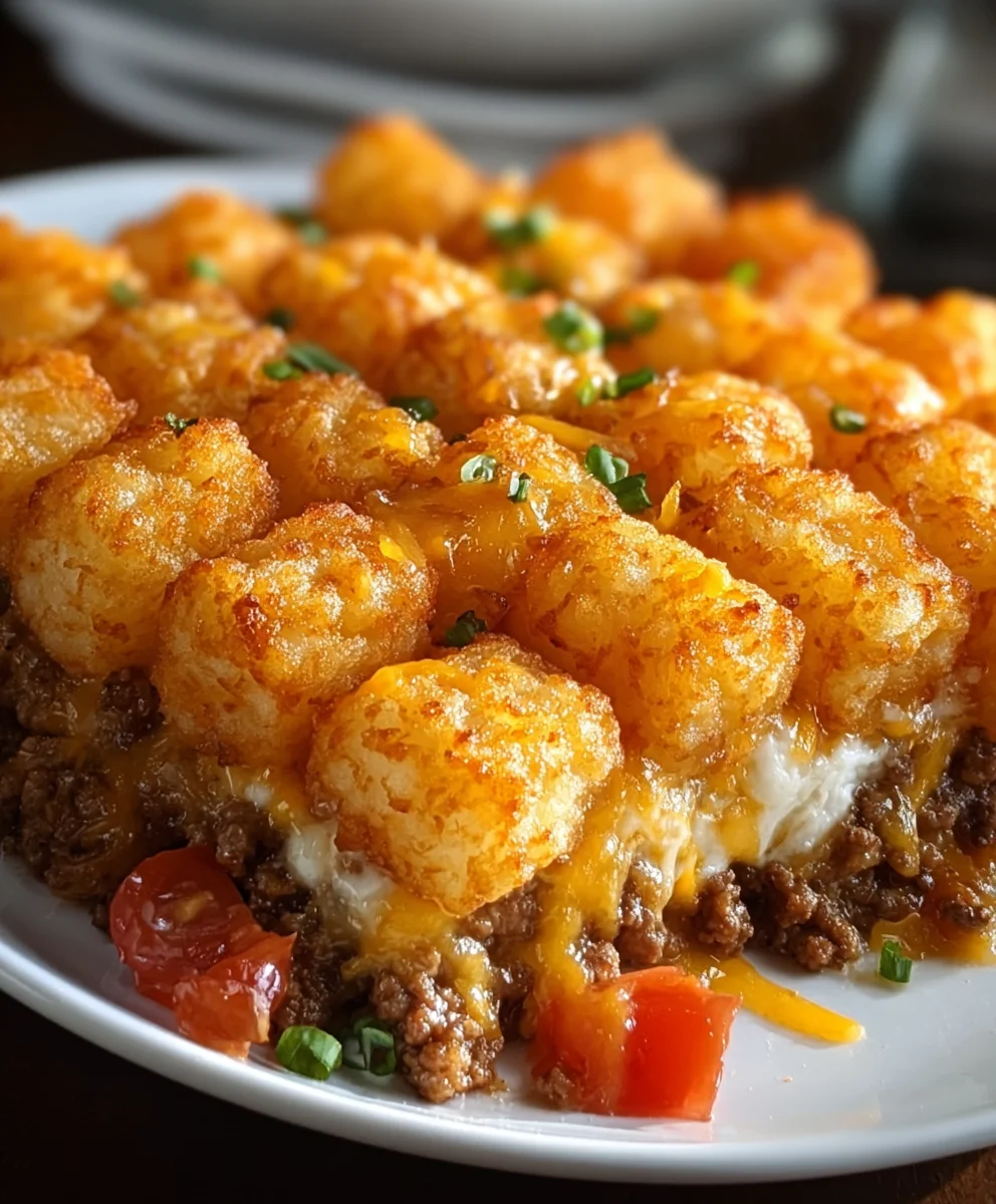 Tater Tot Casserole with Ground Beef- Easy Comfort Food