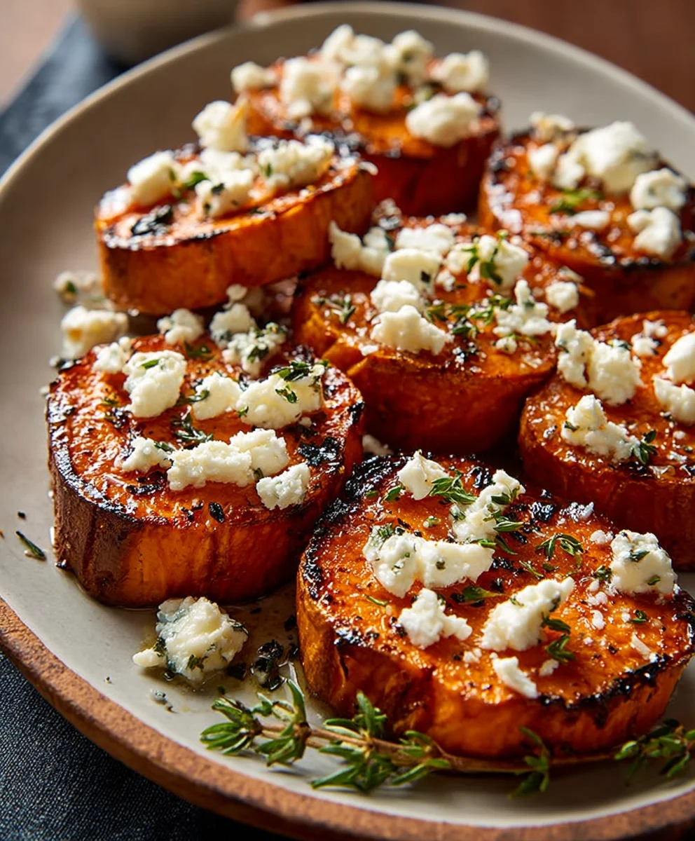 Honey Feta Sweet Potato Rounds-Easy Recipe