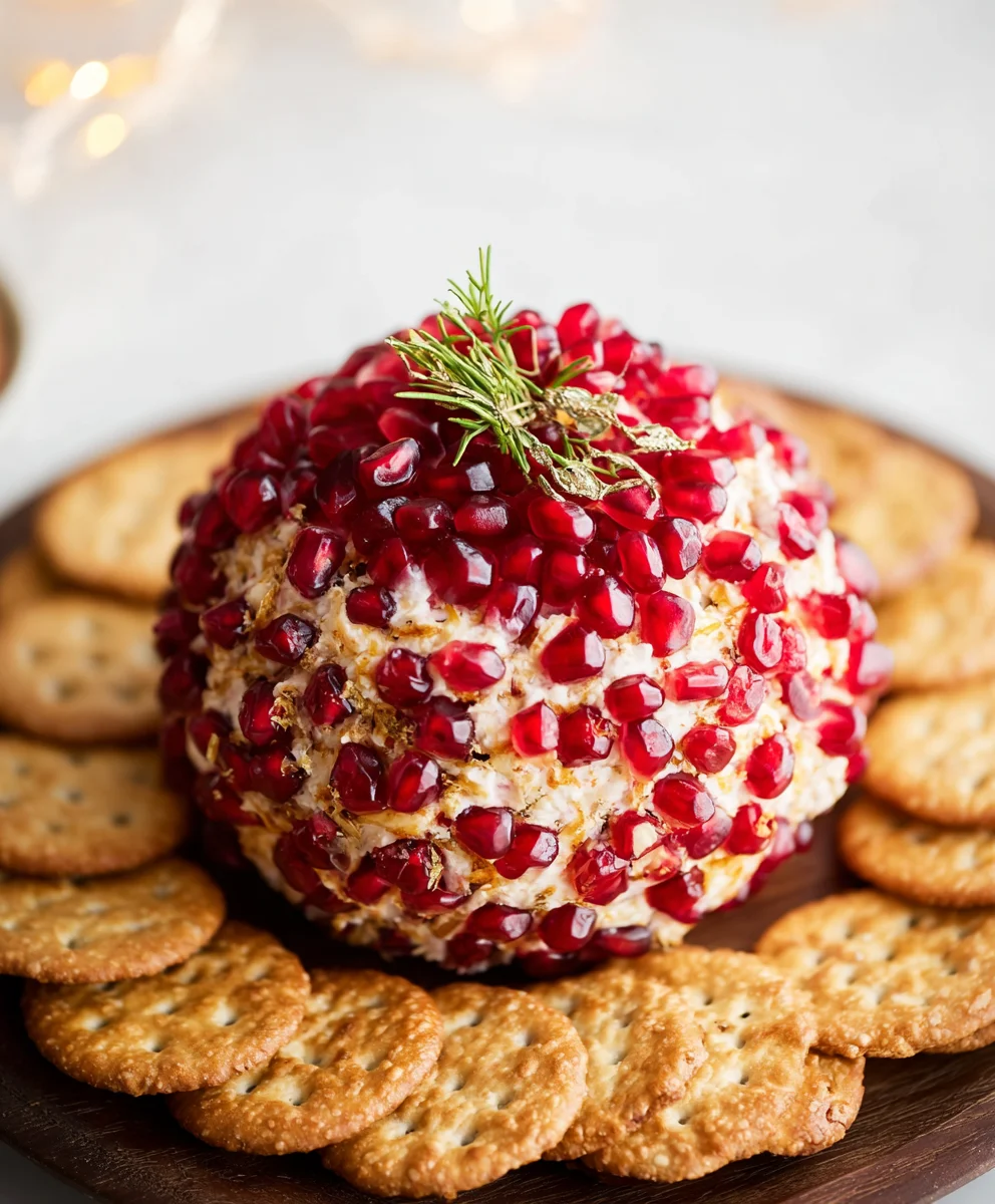 Festive Pomegranate Christmas Cheese Ball Recipe