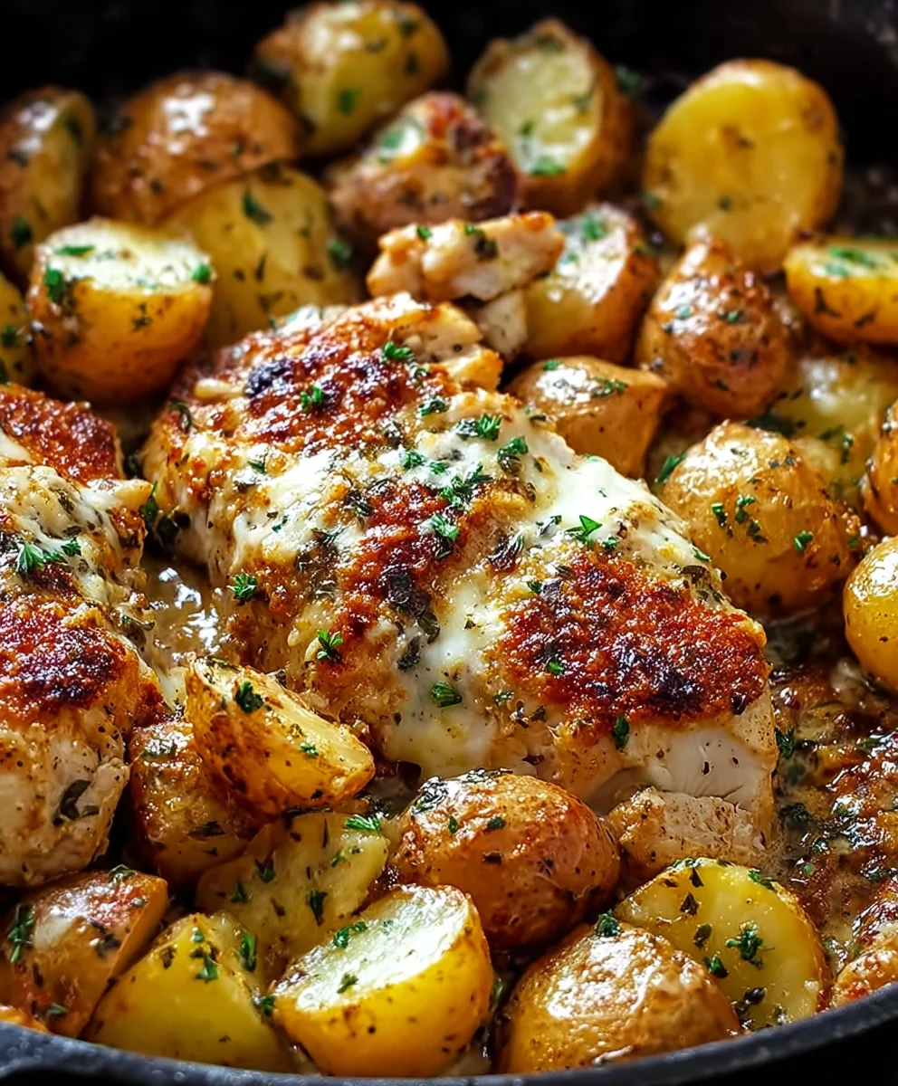Garlic Parmesan Chicken & Potatoes Easy Dinner
