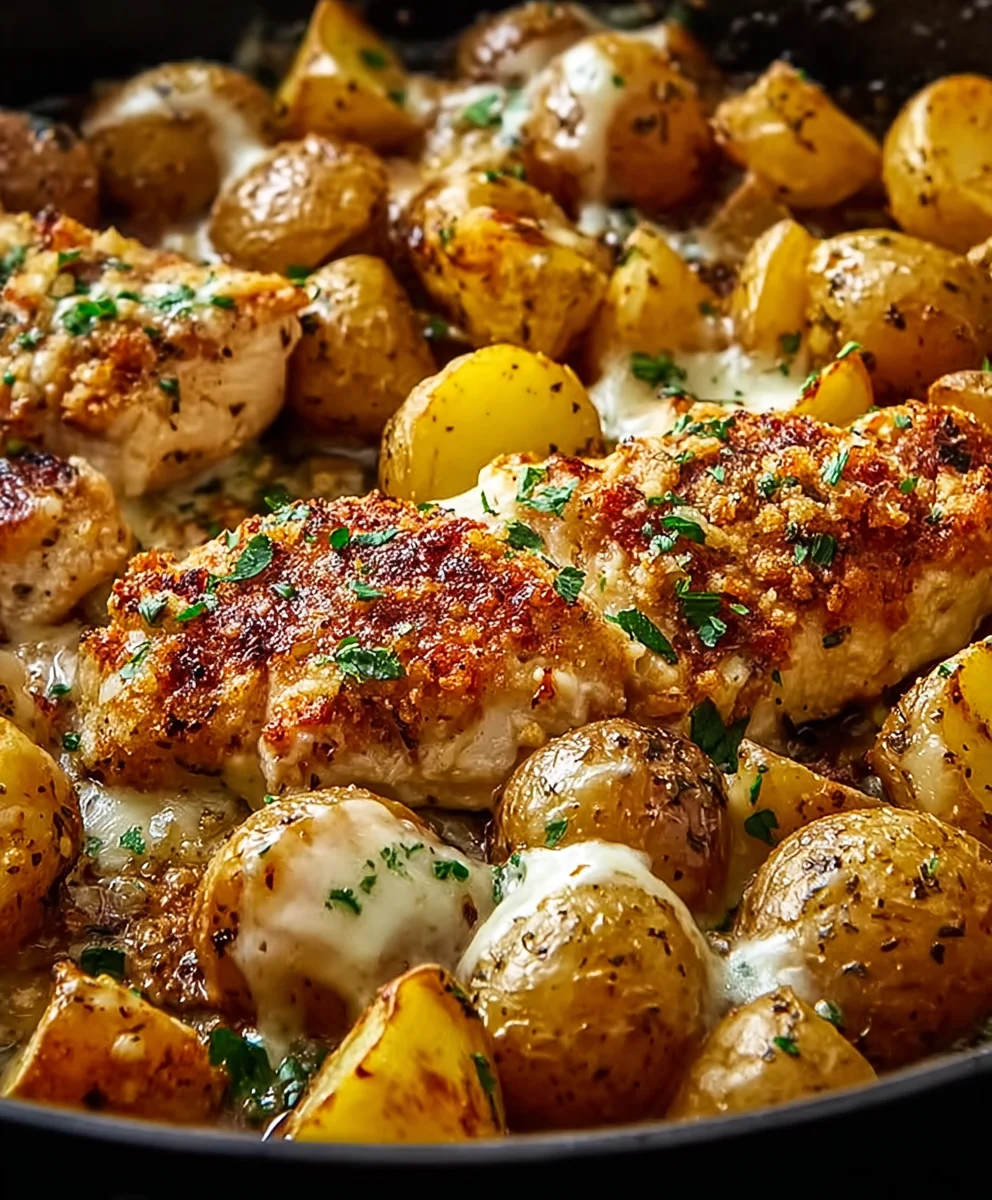 Garlic Parmesan Chicken & Potatoes Easy Dinner