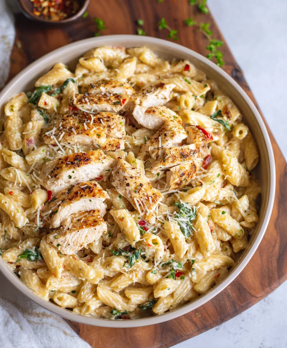 Healthy Garlic Parmesan Chicken Pasta - Easy Recipe