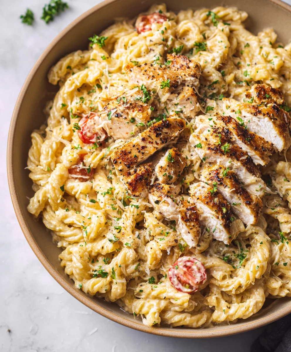 Healthy Garlic Parmesan Chicken Pasta - Easy Recipe