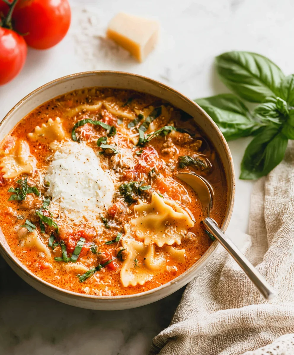 Easy Creamy Lasagna Soup - Hearty & Delicious