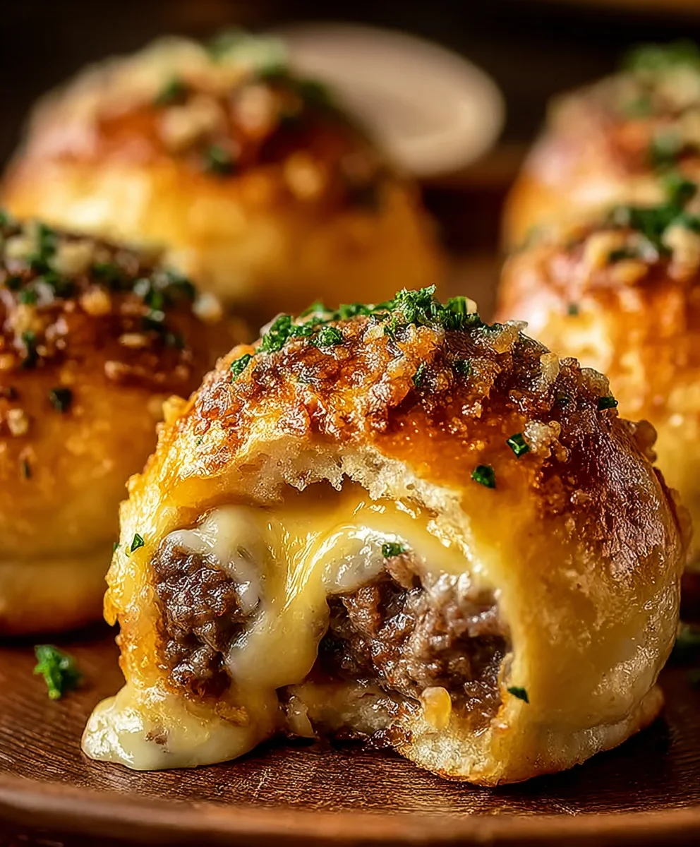 Garlic Parmesan Cheeseburger Bombs-Easy Appetizer
