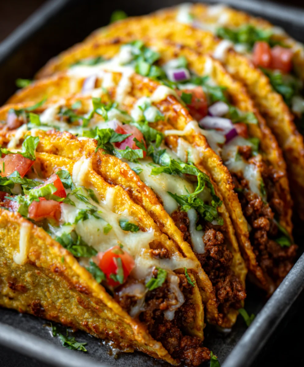Crispy Cheesy Beef Tacos - Loaded & Delicious