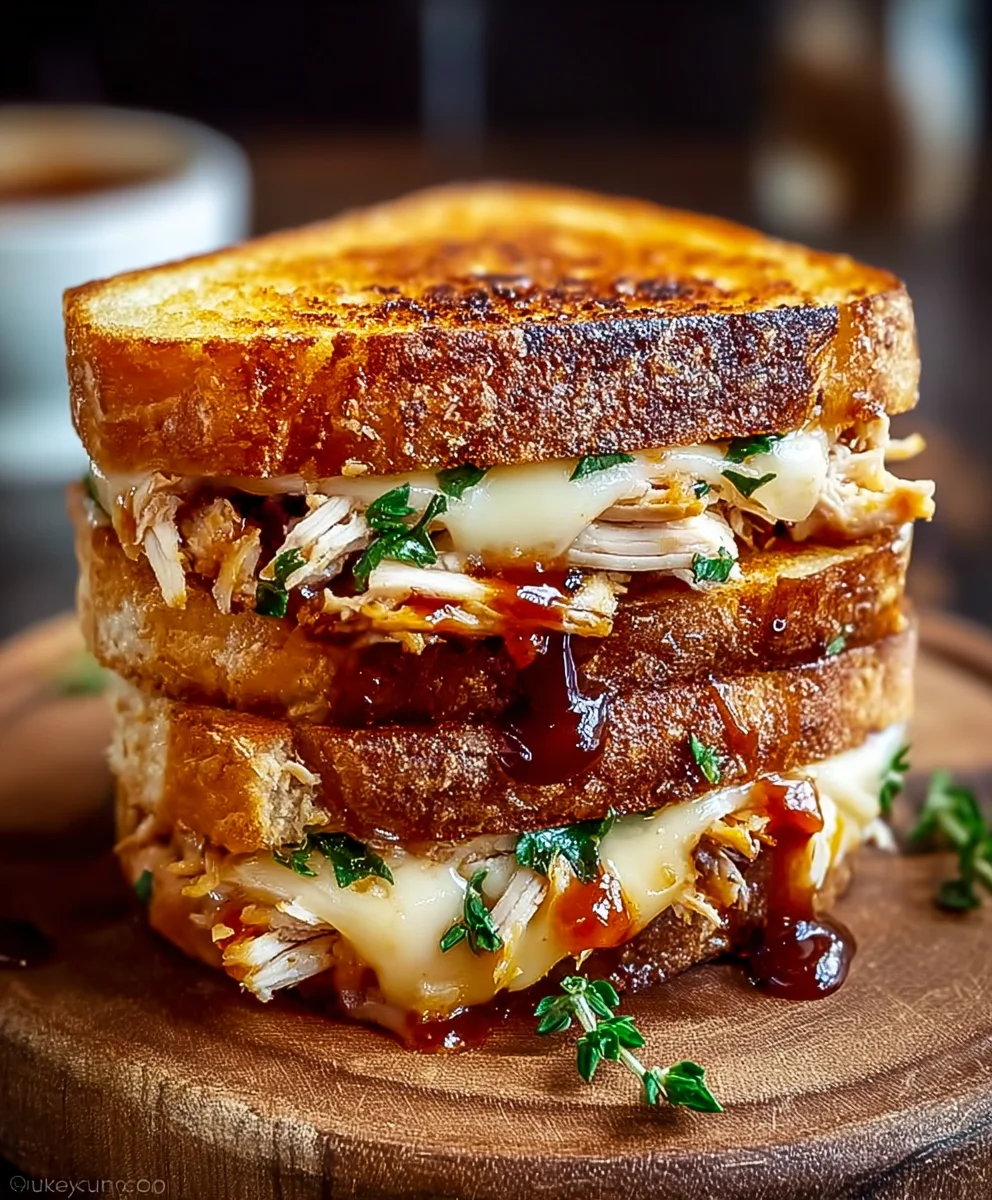 BBQ Chicken Grilled Cheese - Easy Flavor Bomb