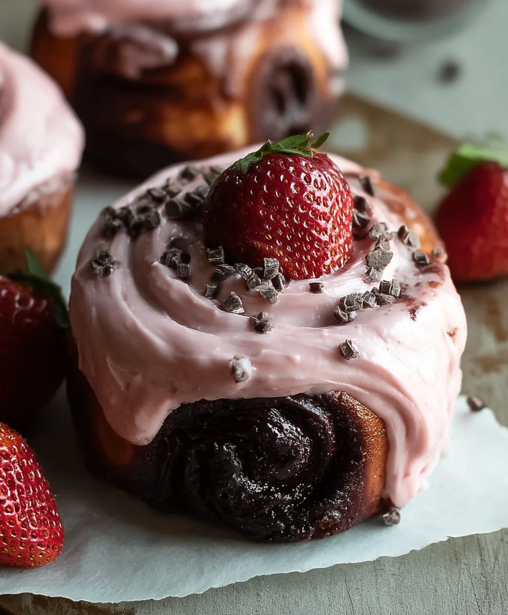 Easy Chocolate Rolls Strawberry Cream Cheese Frosting