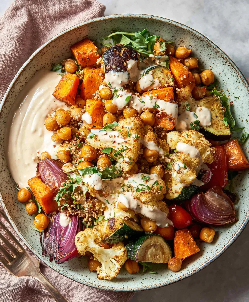 Roasted Veggie Glow Bowl-Tahini Yogurt Sauce Recipe