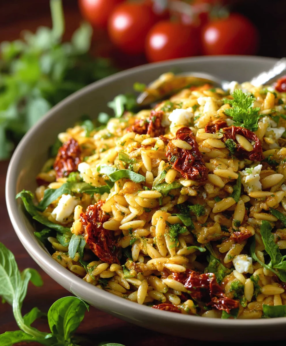 Sun-Dried Tomato Orzo Pesto Salad Recipe