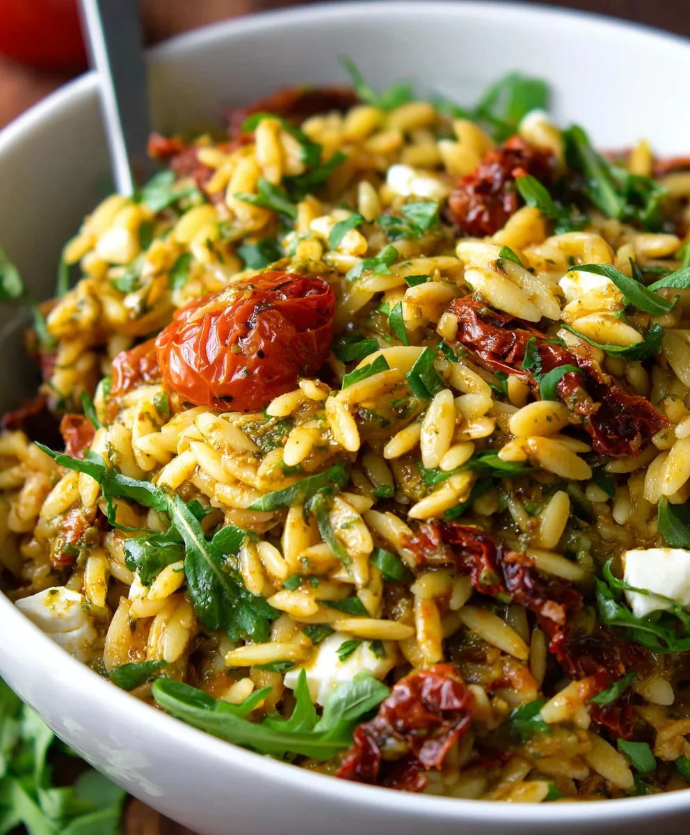 Sun-Dried Tomato Orzo Pesto Salad Recipe