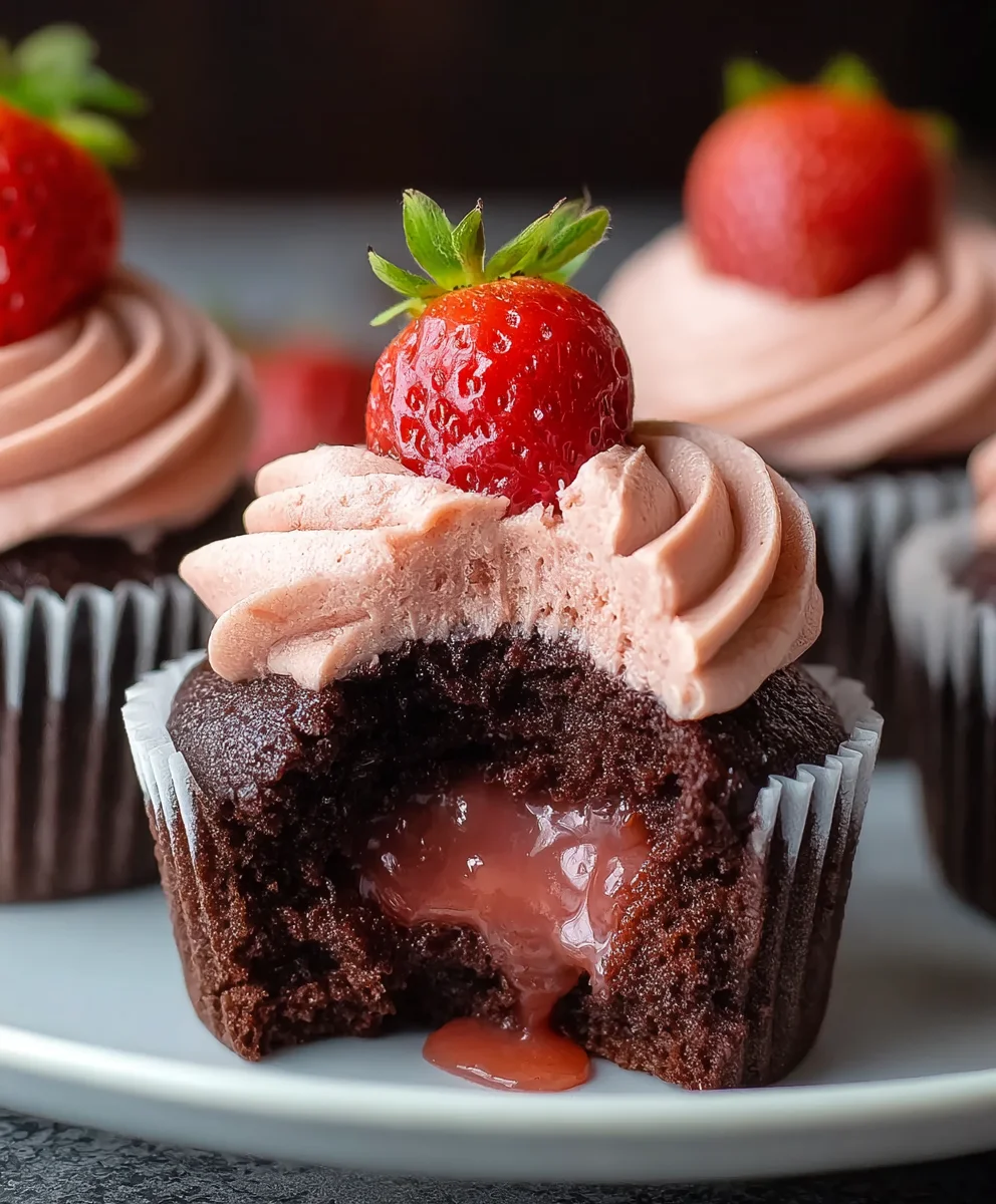 Delicious Chocolate Strawberry Cupcakes Recipe