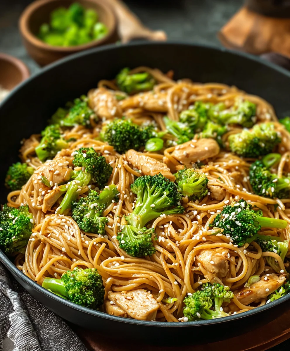 Healthy Sesame Noodles with Chicken-Broccoli