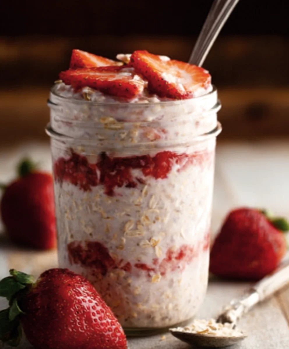 Strawberry Cheesecake Overnight Oats Recipe