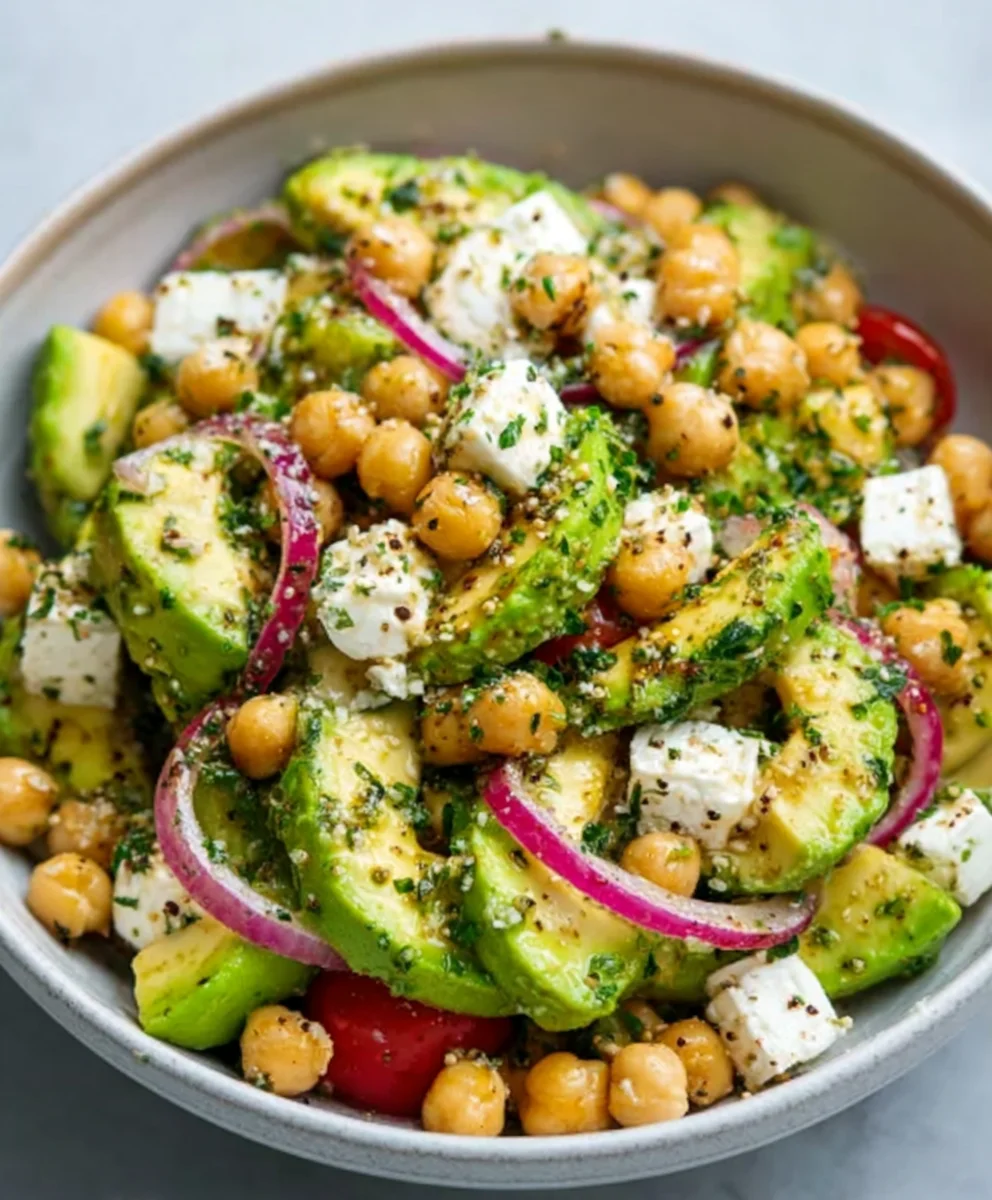 Chickpea Feta Avocado Salad - Fresh & Easy Recipe