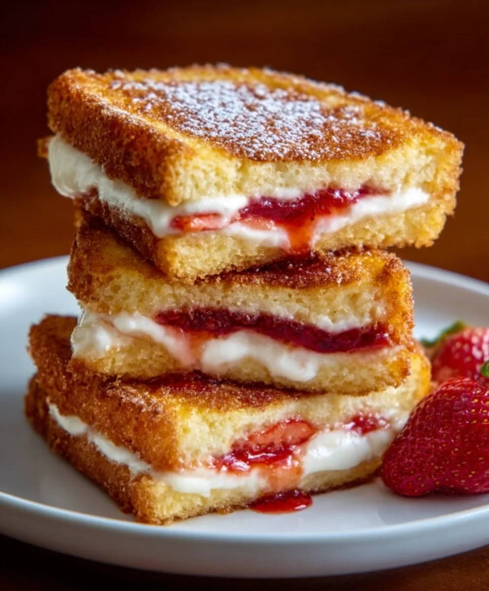 Fried Strawberry Cheesecake Sandwiches - Easy Dessert